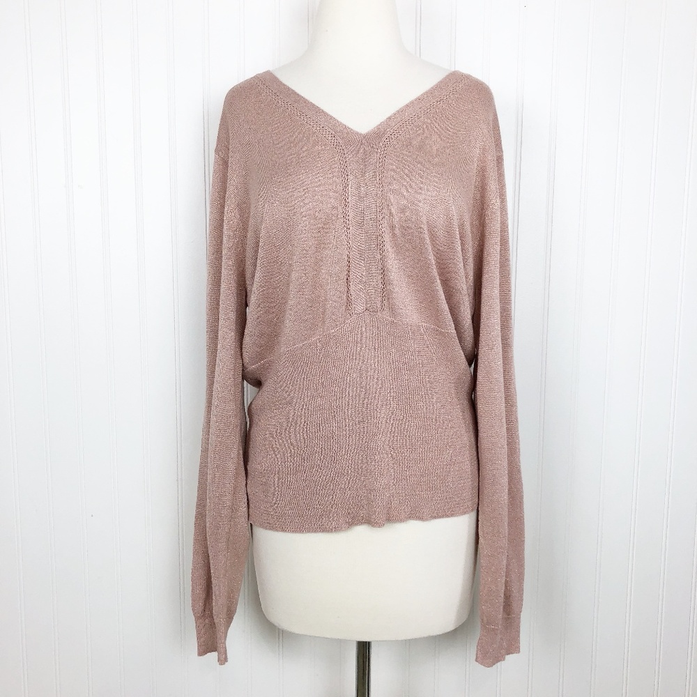 Jone's Wear Metallic Pink Sweater Stretch Knit 2X